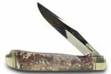 Pocket Knife with Lace Agate Inlays & Matching Base #370739-3